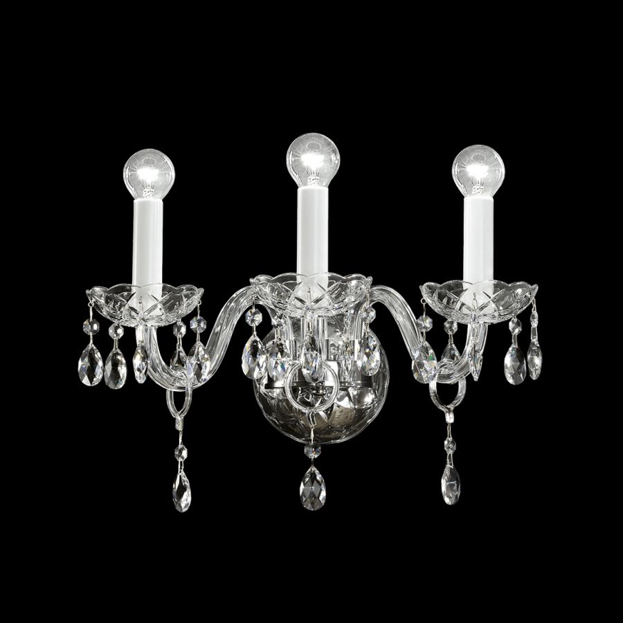 Wall lamp / Chrome finish / Transparent glass / Swarovski elements pendants
