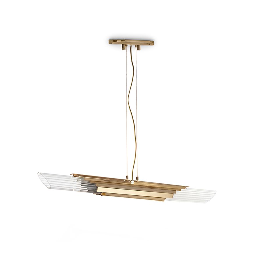 Gold plated finish with Clear colour ribbed glass