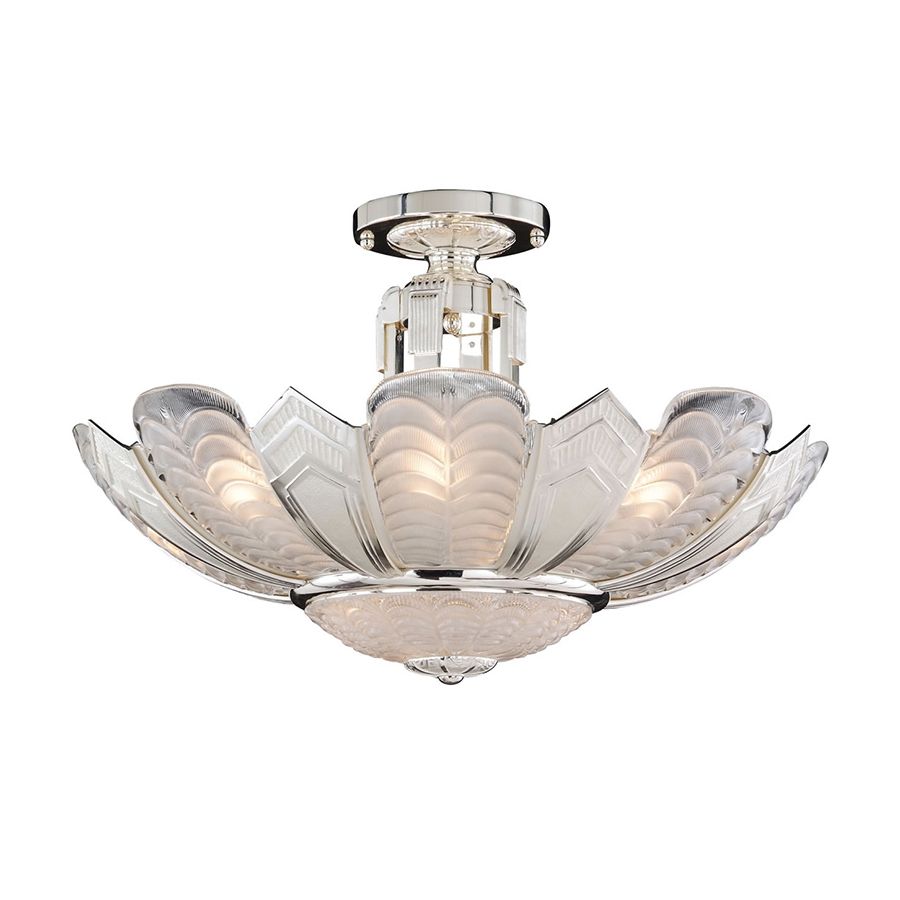 Ceiling fixture / Antique Silver Plated finish / White glass