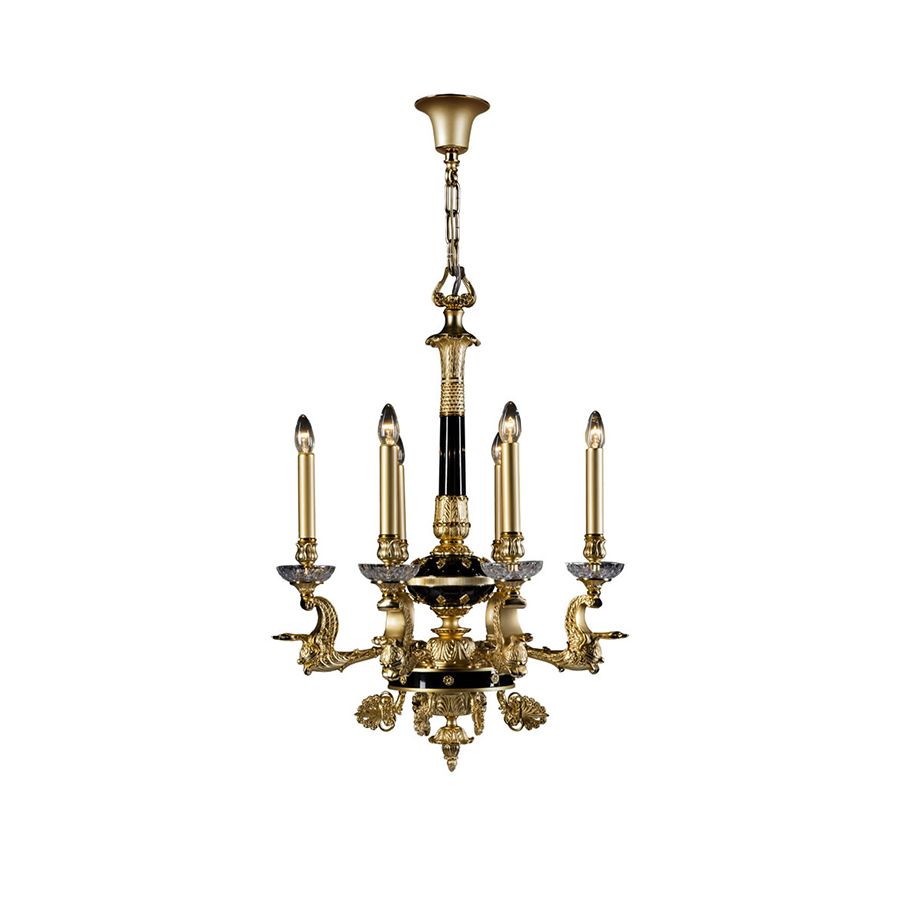 Chandelier / Antique Gold Plated with Polished Black finish