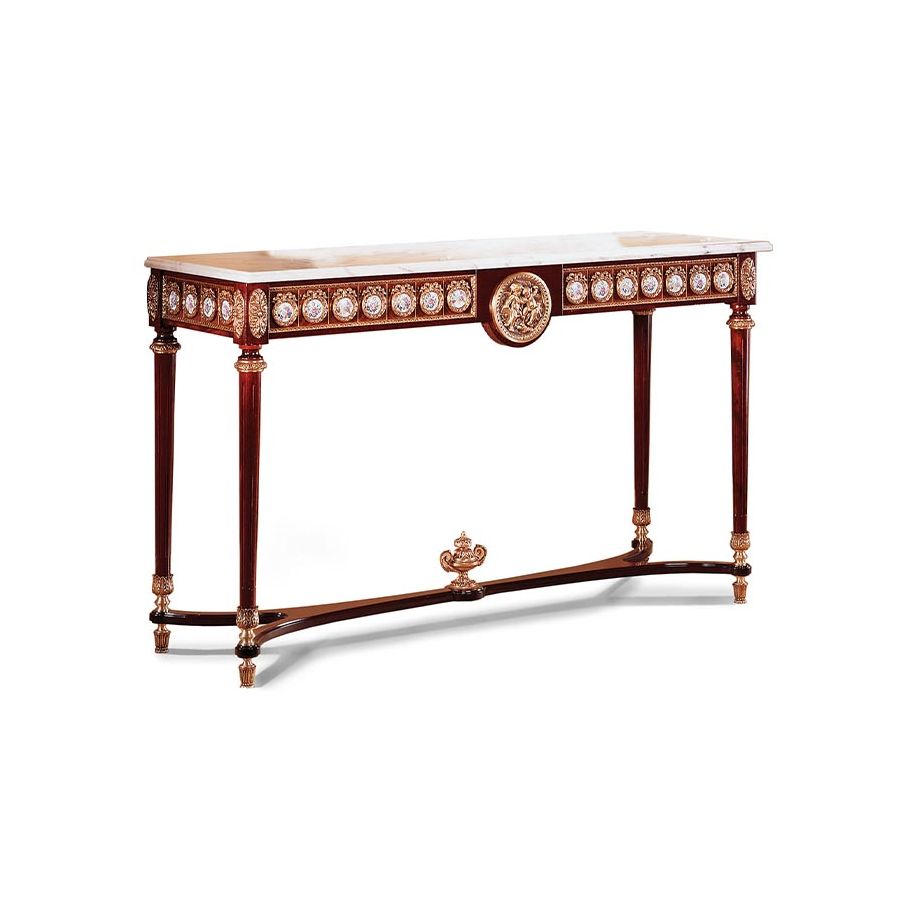 Console table / Mahogany wood / French Gold finish