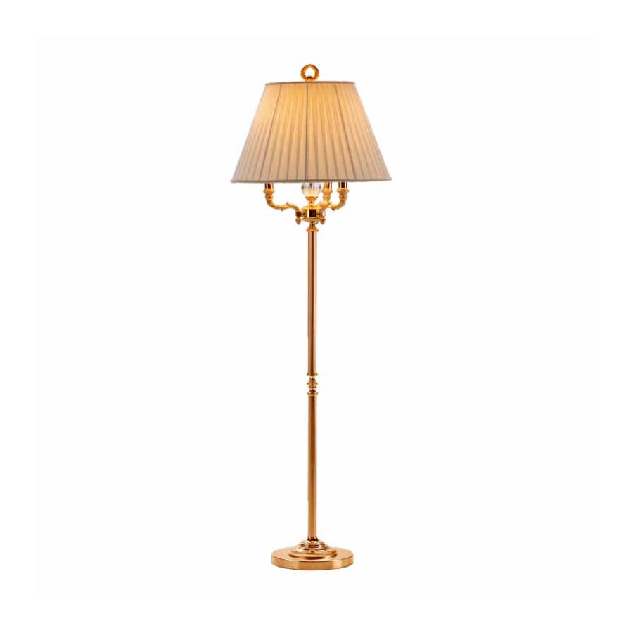 Floor lamp / Italian hand cut crystal, brass and fabric