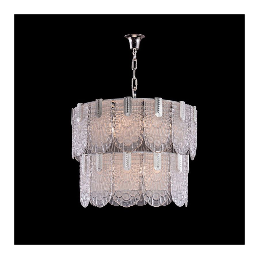 Polished Silver Finish / Transparent Venetian Glass