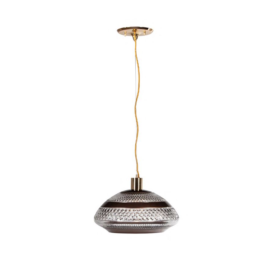 Pendant lamp / Polished brass finish / Bronze glass