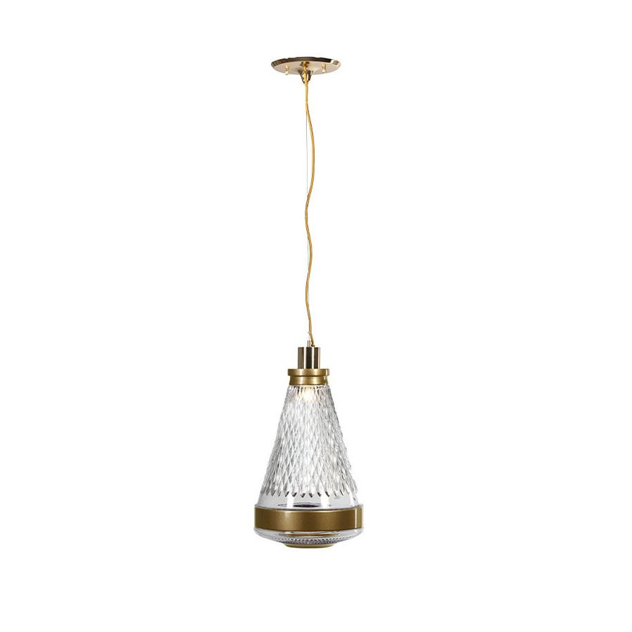 Pendant lamp / Polished brass finish / Gold glass