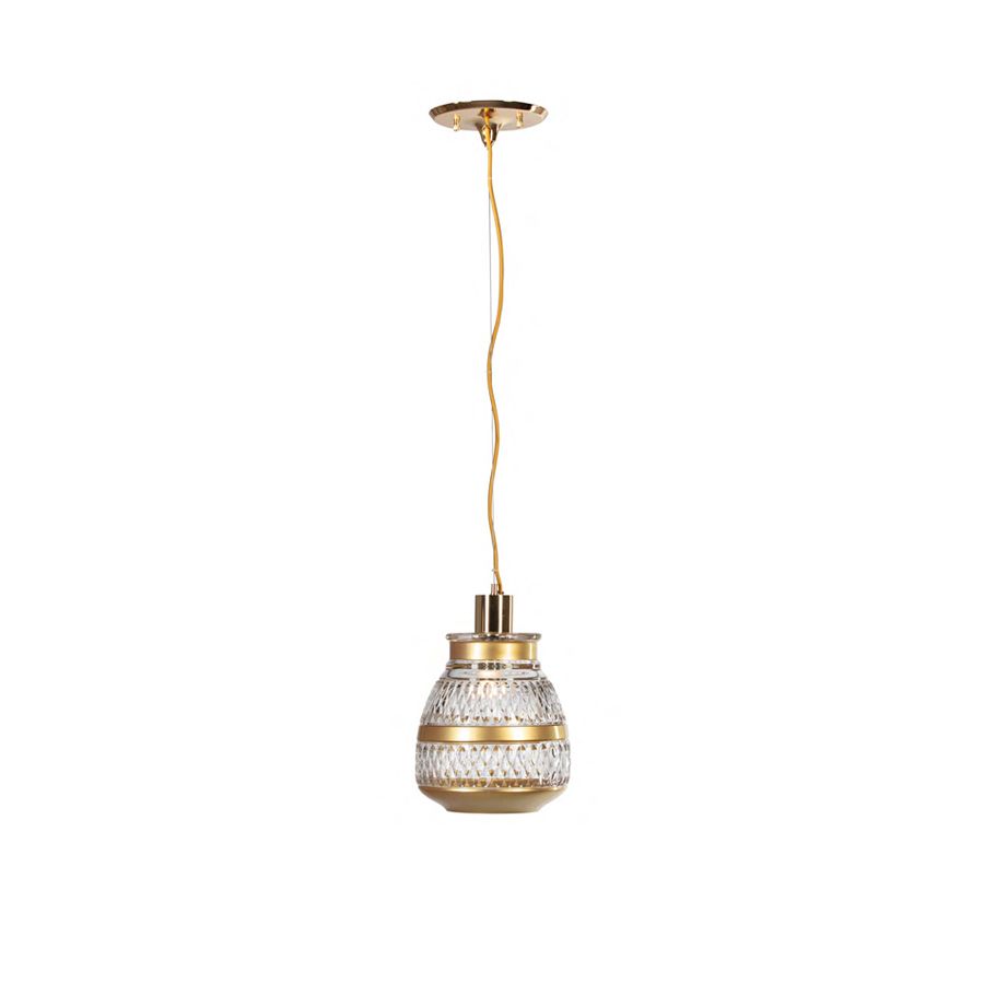 Pendant lamp / Polished brass finish / Gold glass