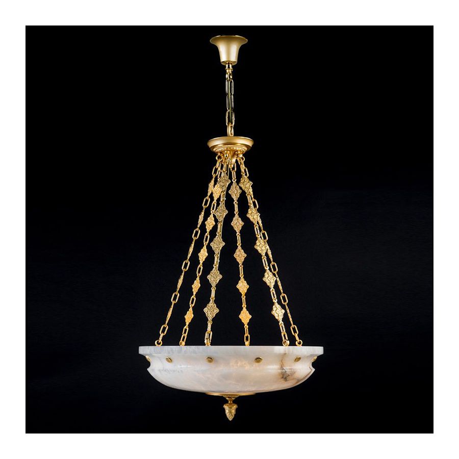 Antique Gold Plated Finish / White Alabaster Lamp Shade