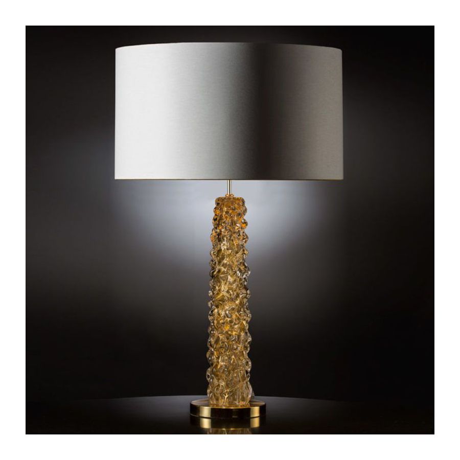 Gold Glass / With Beige Plain lampshade
