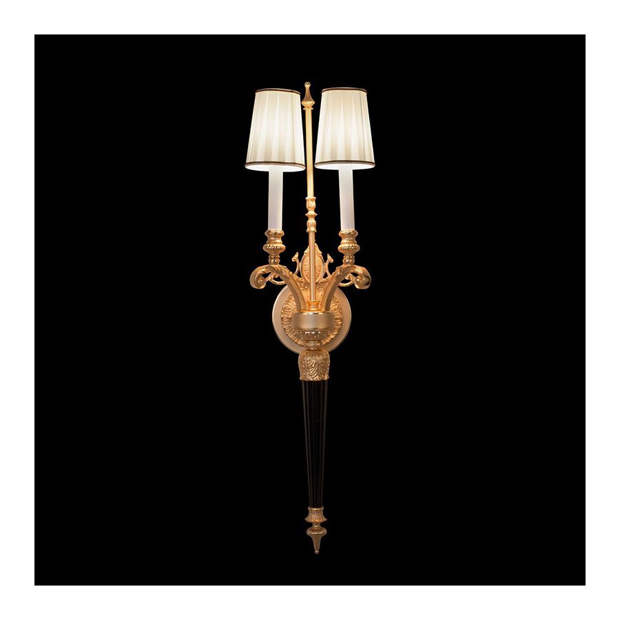 With beige pleated lamp shades