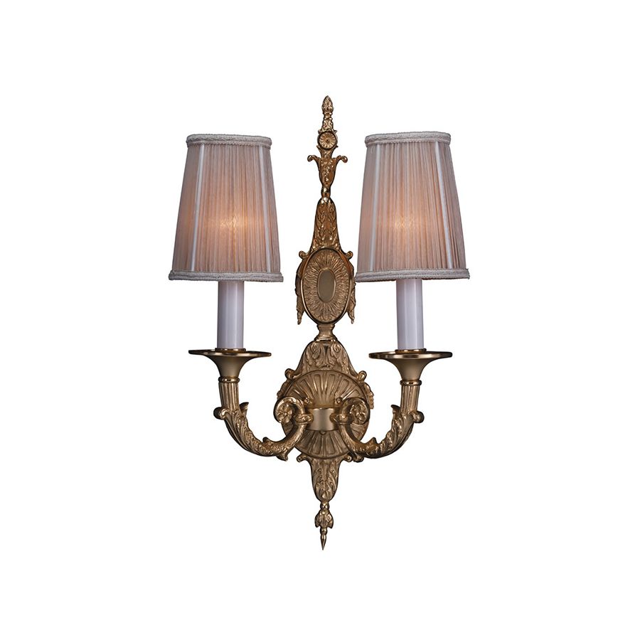 Wall bracket /  Antique Gold Plated finish / Beige Gathering Chifon lampshade