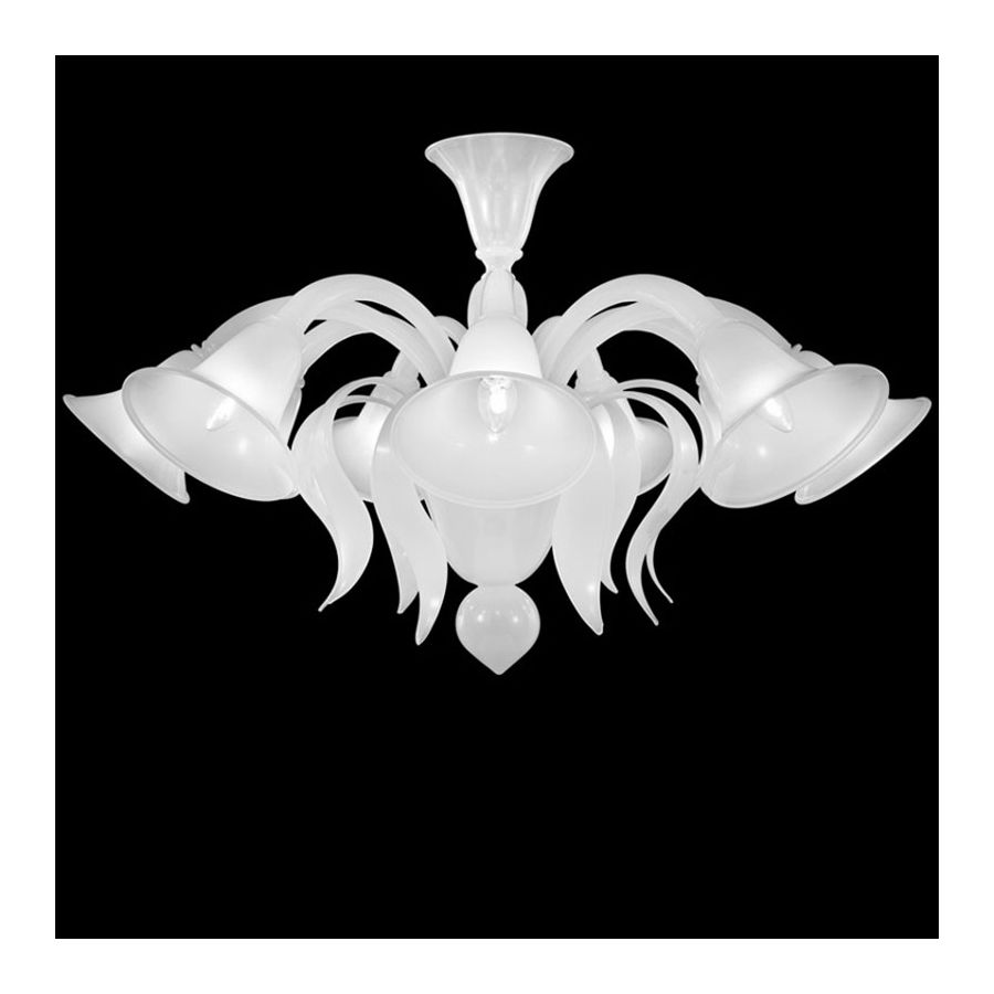 White Silk Glass / 9 lights (cm.: 60 x 100 x 100 / inch.: 23.62" x 39.37" x 39.37")