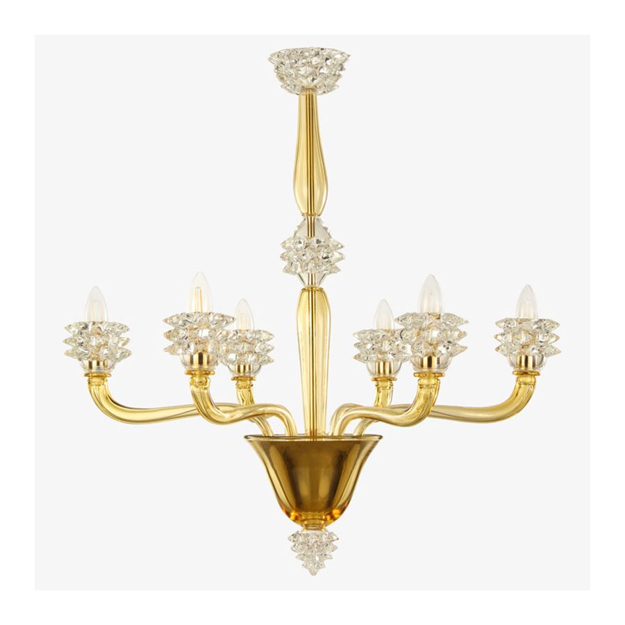 Acacia with Clear Glass / 6 lights (cm.: 90 x 75 x 75 / inch.: 35.43" x 29.52" x 29.52")