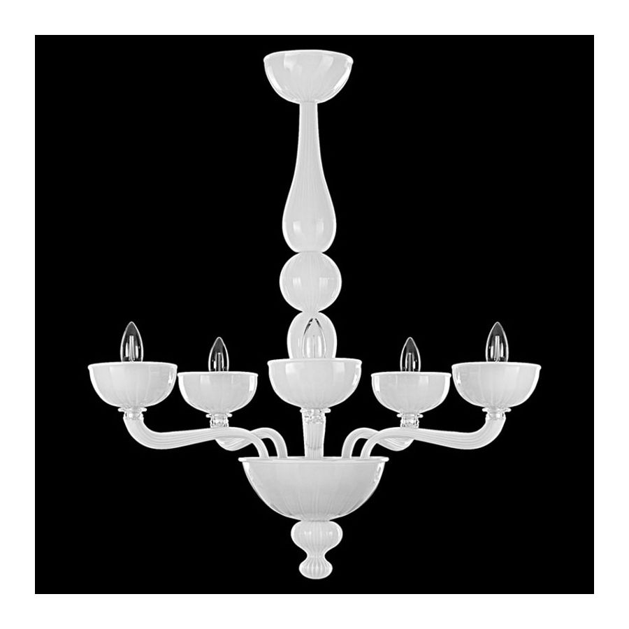 White Glass / 5 lights (cm.: 80 x 70 x 70 / inch.: 31.49" x 27.55" x 27.55")