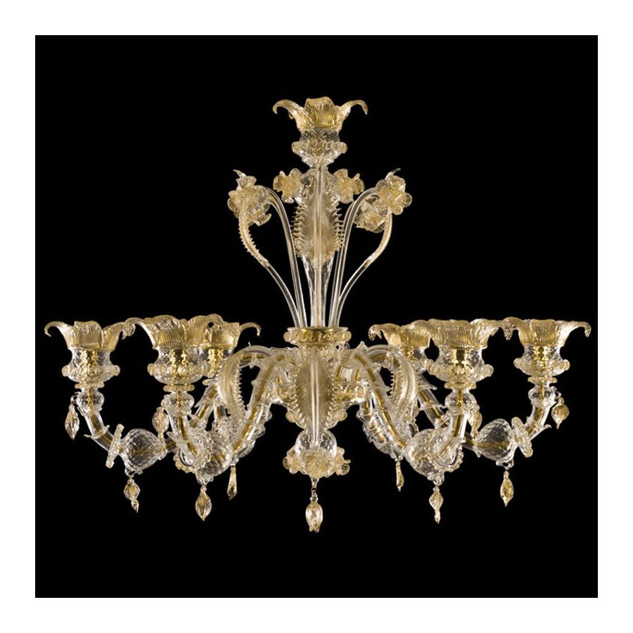 Clear with Gold Glass / 6 lights (cm.: 85 x 110 x 110 / inch.: 33.46" x 43.30" x 43.30")