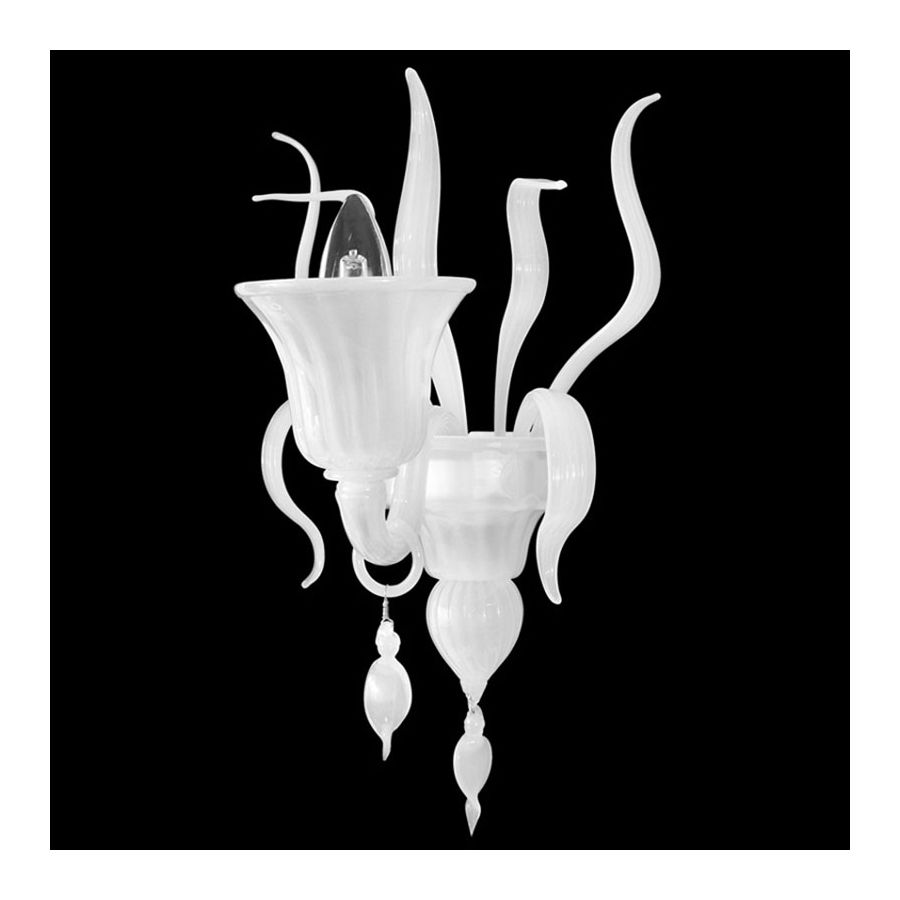 White Silk Glass / 1 light (cm.: 40 x 25 x 40 / inch.: 15.8" x 9.8" x 15.8")