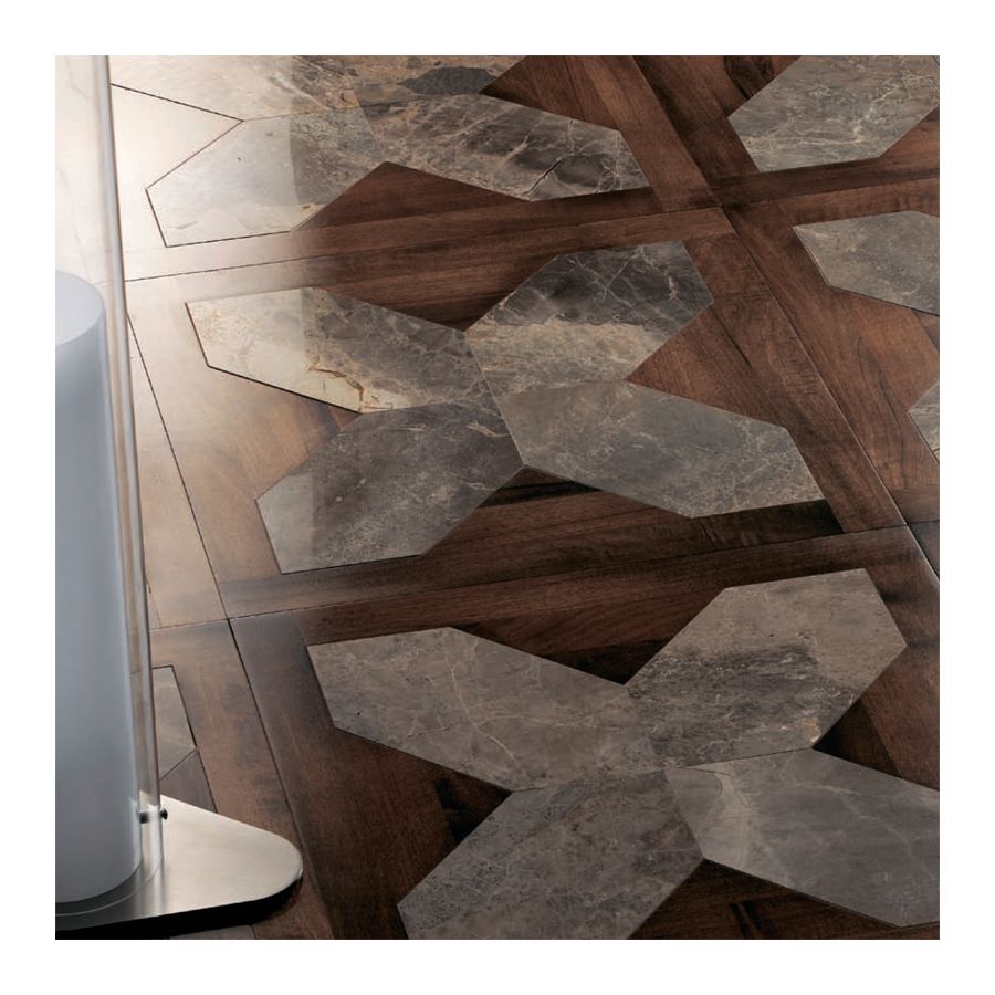 Wood Finish: Walnut; Marble Finish: Grey