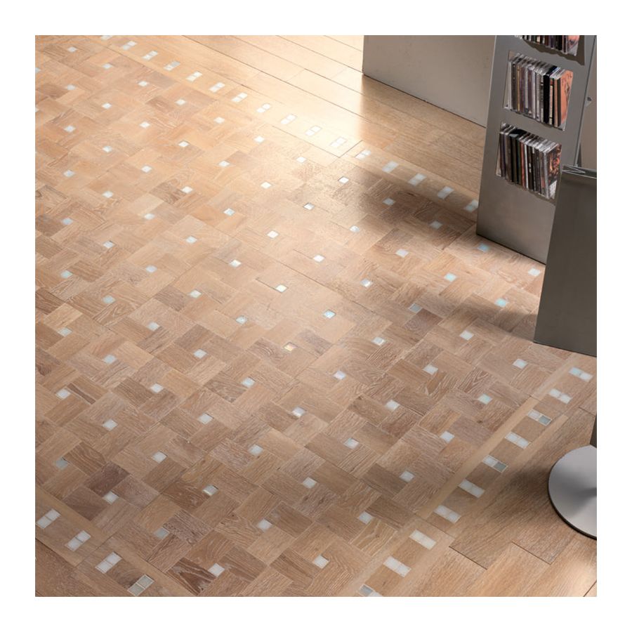 Wood Finish: Oak Light; Mosaic Finish: White