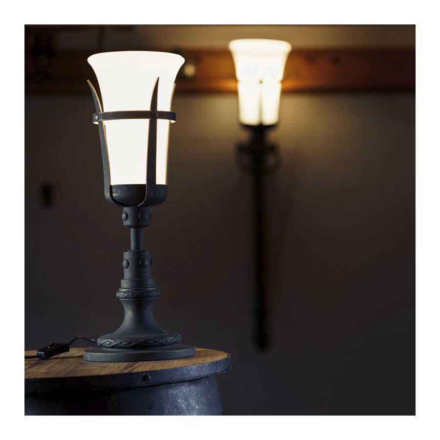 Table lamp / Old bronze finish / Opal frosted glass