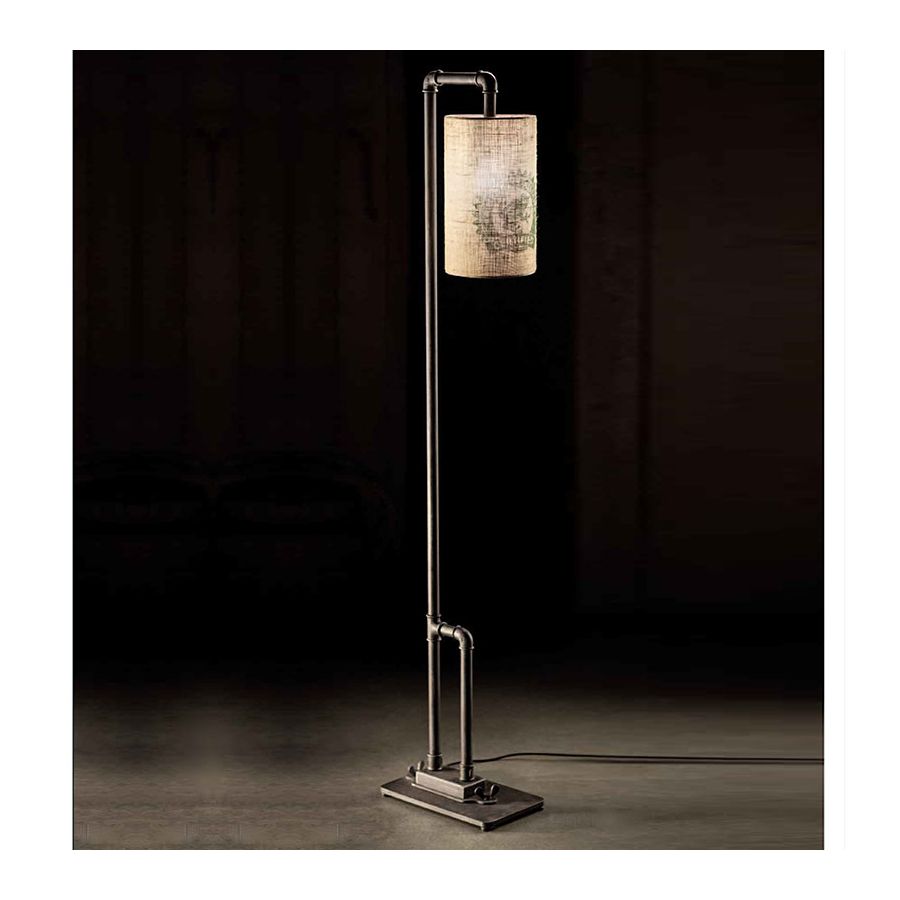 Floor lamp, made of hard steel and fabric, Iron nature finish
