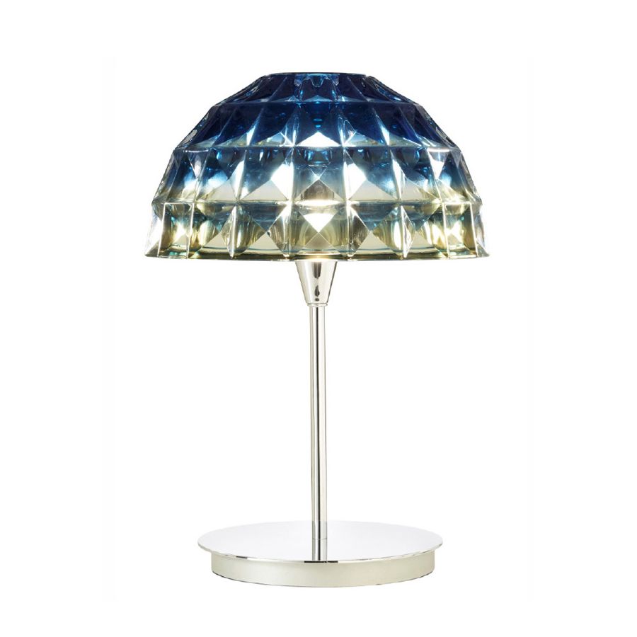 Chrome finish, Turquoise glass