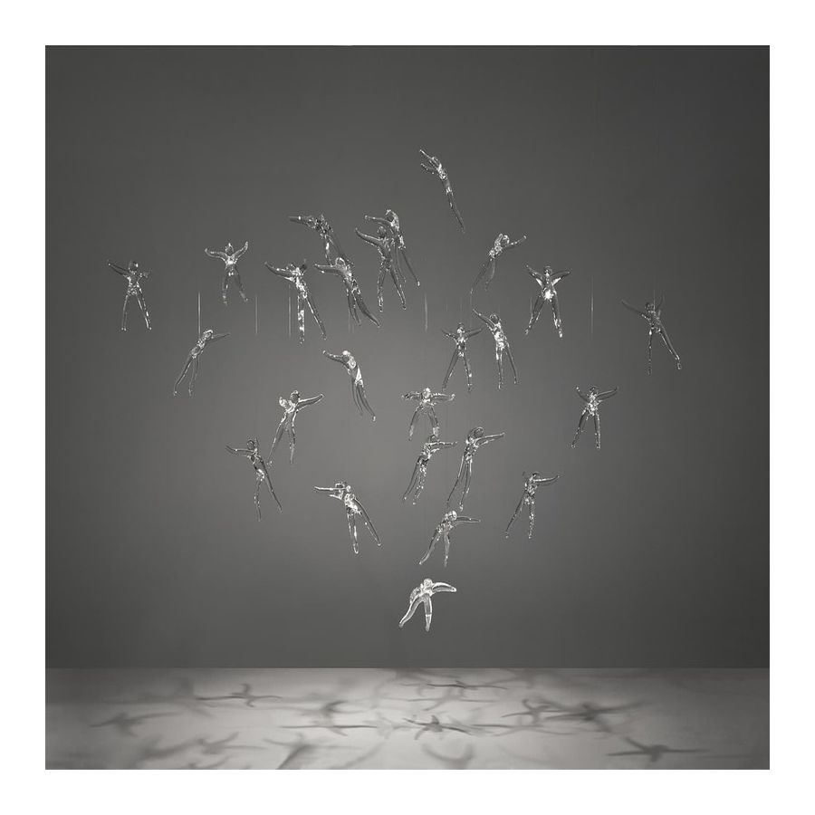 Finish Brushed Nickel, Model Zava 24 angels (cm.: 190 x 55 x 55 / inch.: 74.8" x 21.6" x 21.6")