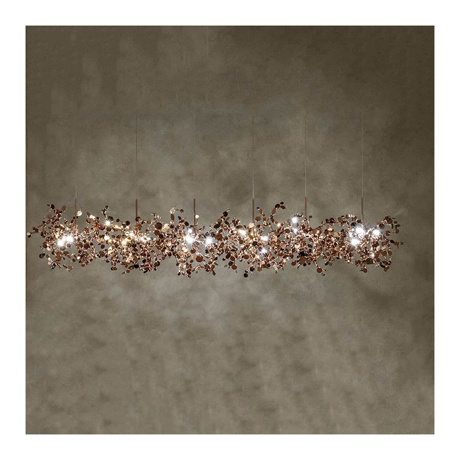 Suspension lamp / Rose gold finish / cm.: 190 x 195 x 40 / inch.: 74.8" x 76.8" x 15.7"