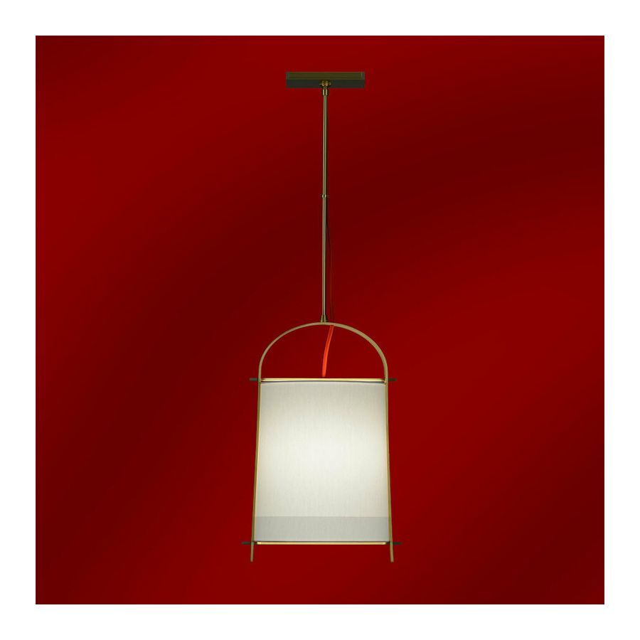 Satin Brass and Red finish (cm.: 46.7 x 24.1 x 24.1 / inch.: 18" x 9" x 9")