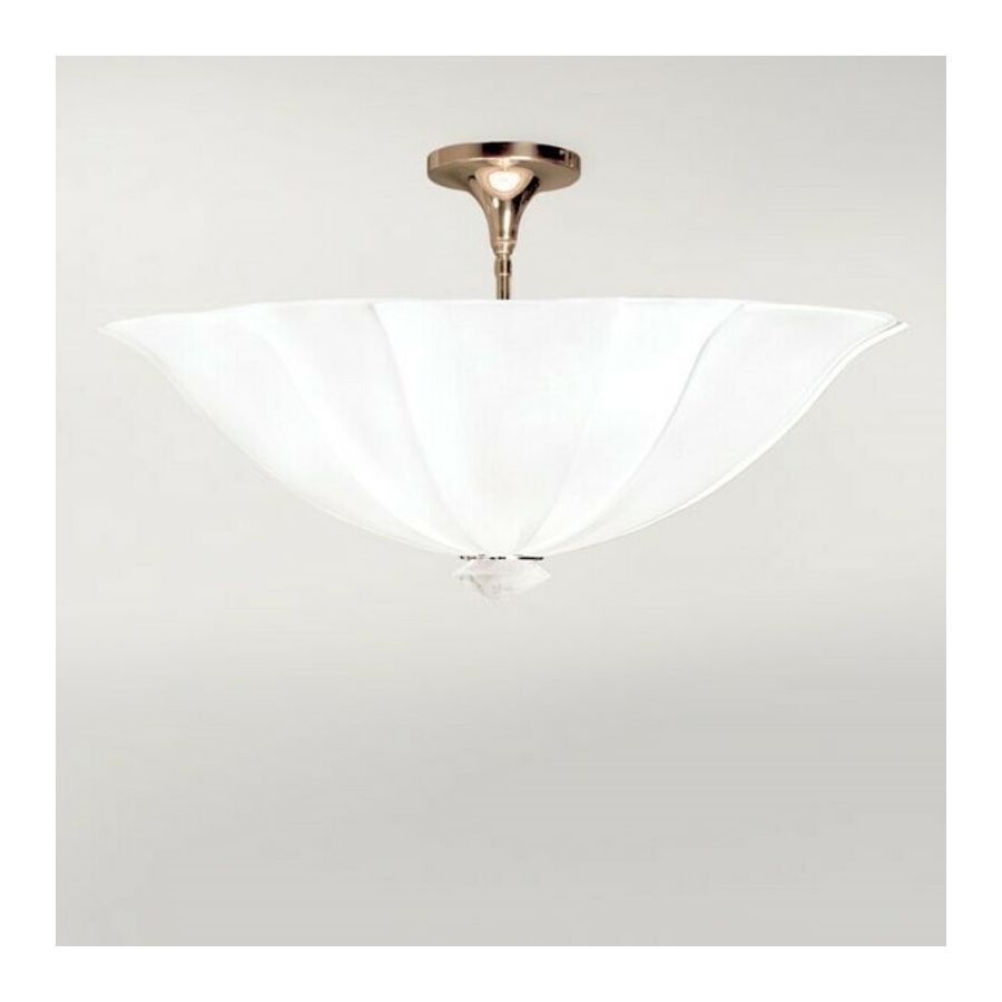 Polished Brass finish, Oyster Linen lampshade (cm.: 34.3 x 76.2 x 76.2 / inch.: 13" x 30" x 30")