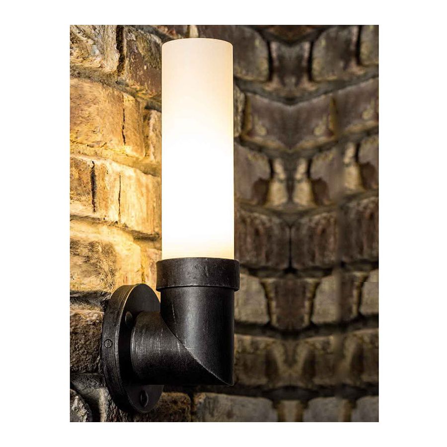 Wall lamp, cylindrical form, indoor and outdoor, Iron nature finish