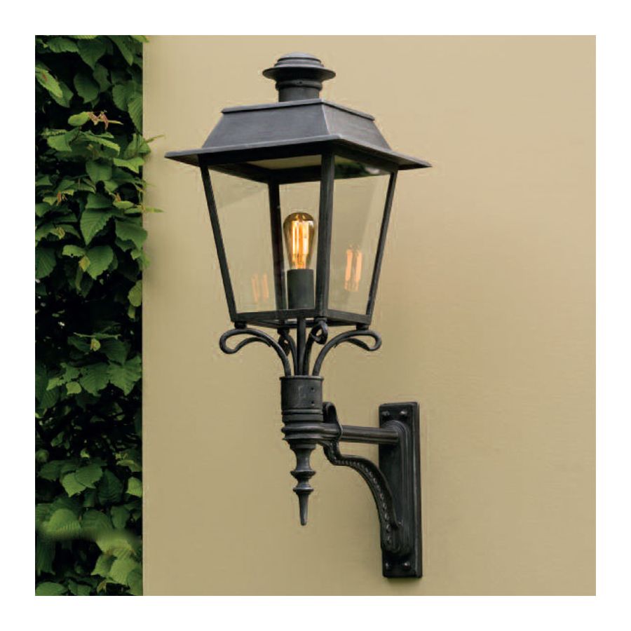 Outdoor wall lamp handcrafted of wrought iron, Iron nature finish