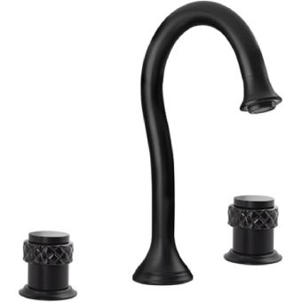Bronces Mestre / Washbasin Fittings / Three holes basin set with black porcelain 065501.N00.84