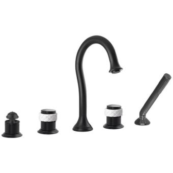 Bronces Mestre / Bath-Shower Fittings / Five holes bath set with white porcelain 065516.000.84