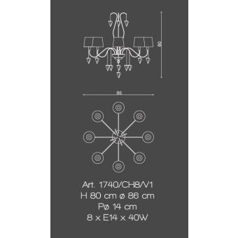 Il Paralume Marina / Chandelier 8 Lights In Brass / 1740/CH8/V1