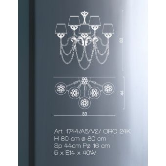 Il Paralume Marina / Wall Lamp / 1744/A5/V2/ ORO 24K