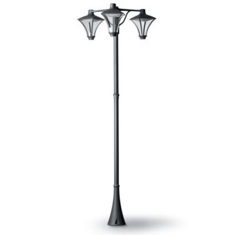 Morphis 3 | 29W - Outdoor Post Lamp with Short Arms & 3 Lanterns hanging down