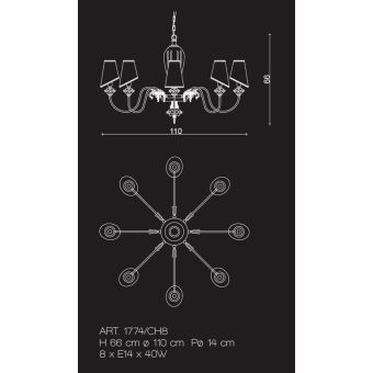 Il Paralume Marina / Chandelier / 1774/CH8