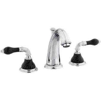 Bronces Mestre / Washbasin Fittings / Three holes basin set with black porcelain twisted 233501.NSL0.50