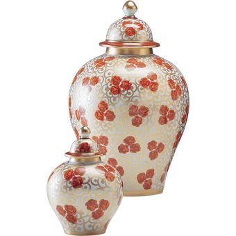 Le Porcellane / Vases with Lids / Potiche Rose Rosse 4018 4017 4016