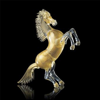 Italian Luxury Lighting / Animal Sculptures / Gold Horse in Murano Glass 757 2 TOR