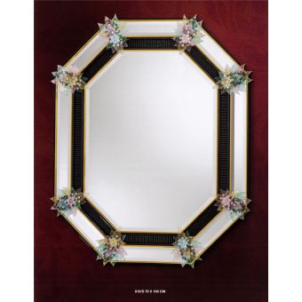 Italian Luxury Lighting / Wall Mirrors / Venetian Murano Glass Adorned With Flowers 810S
