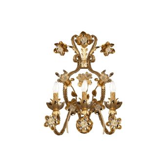 Mechini / Wall Lights / Murano Glass Clear Pearl Banding and Porcelain A270/3