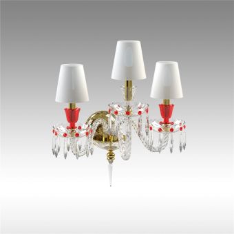 Italian Luxury Lighting / Wall Sconces / Elegance Crystal 3 Lights with Lampshades D1200 003WL