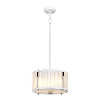 Elstead Lighting / Pendant Lights / Corona 2 Light Pendant - White Satin Painted / Polished Nickel