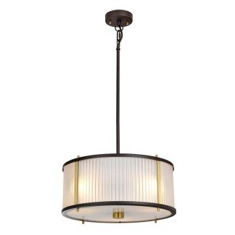 Elstead Lighting / Pendant Lights / Corona 3 Light Pendant - Museum Bronze Dark Brown Painted / Aged Brass