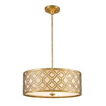 Elstead Lighting / Pendant Lights / Arabella 3 Light Duo-Mount Large Pendant - Distressed Gold, Ivory Shade