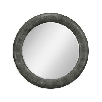 Jonathan Charles / Anthracite Faux Shagreen Circular Mirror 