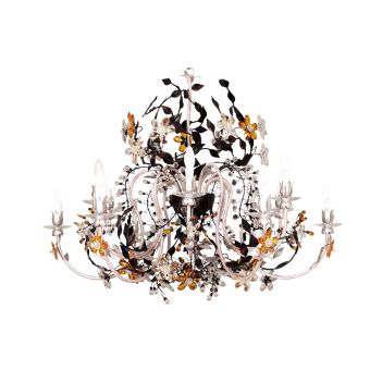 Mechini / Chandeliers / Wrought Iron with Clear and Coloured Crystal L267/12 Bis