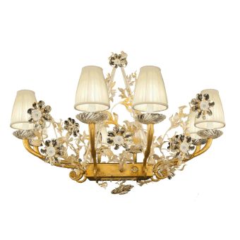 Mechini / Chandeliers / Bohemian Crystal and Porcelain & Silk Lampshades L313/8