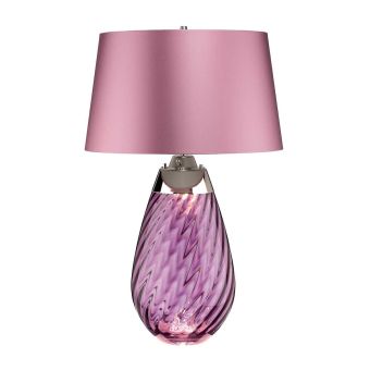 Elstead Lighting / Portable & Desk Lamps / Lena 2 Light Large Plum Table Lamp - Plum-tinted Glass / Heather Shade