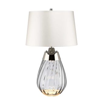 Elstead Lighting / Portable & Desk Lamps / Lena 2 Light Small Smoke Table Lamp with Off-white Shade - Smoke-tinted Glass / Off-White Shade